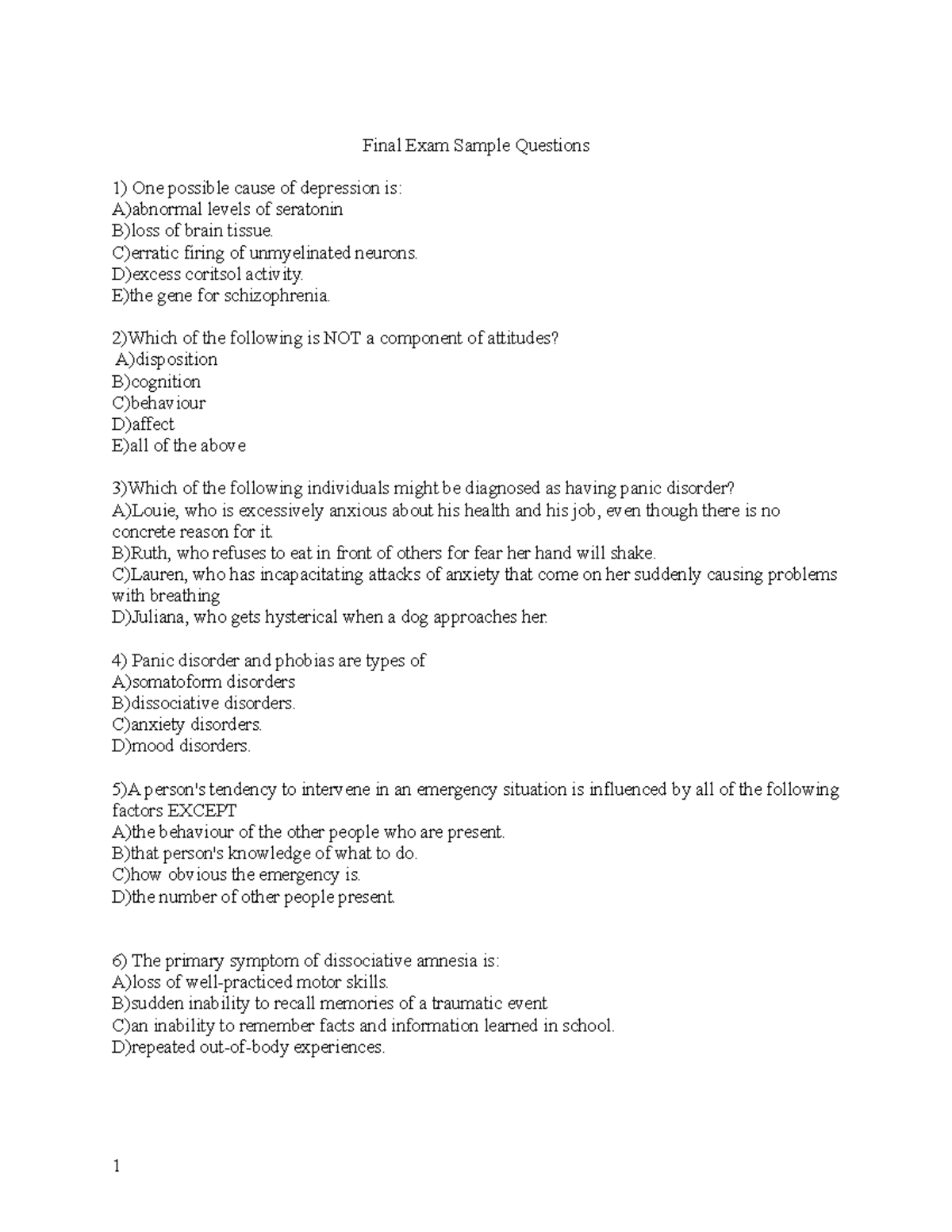 Psyc1002 Final Exam Sample Questions and Answers - Studocu
