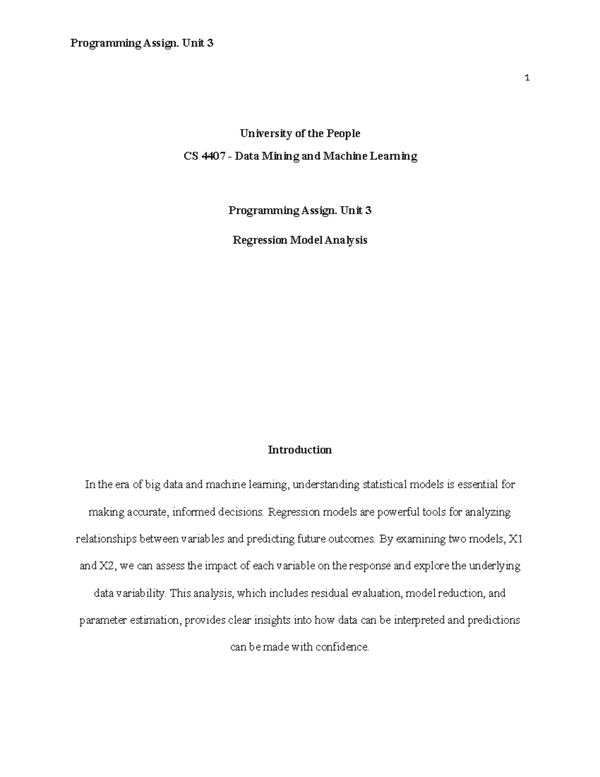 CS 4407 Final Exam: Regression Model Analysis in Data Mining - Studocu