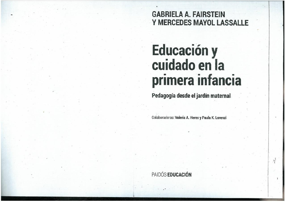 Educación y Cuidado en la Primera Infancia: Capítulos 1, 2 y 3 ...
