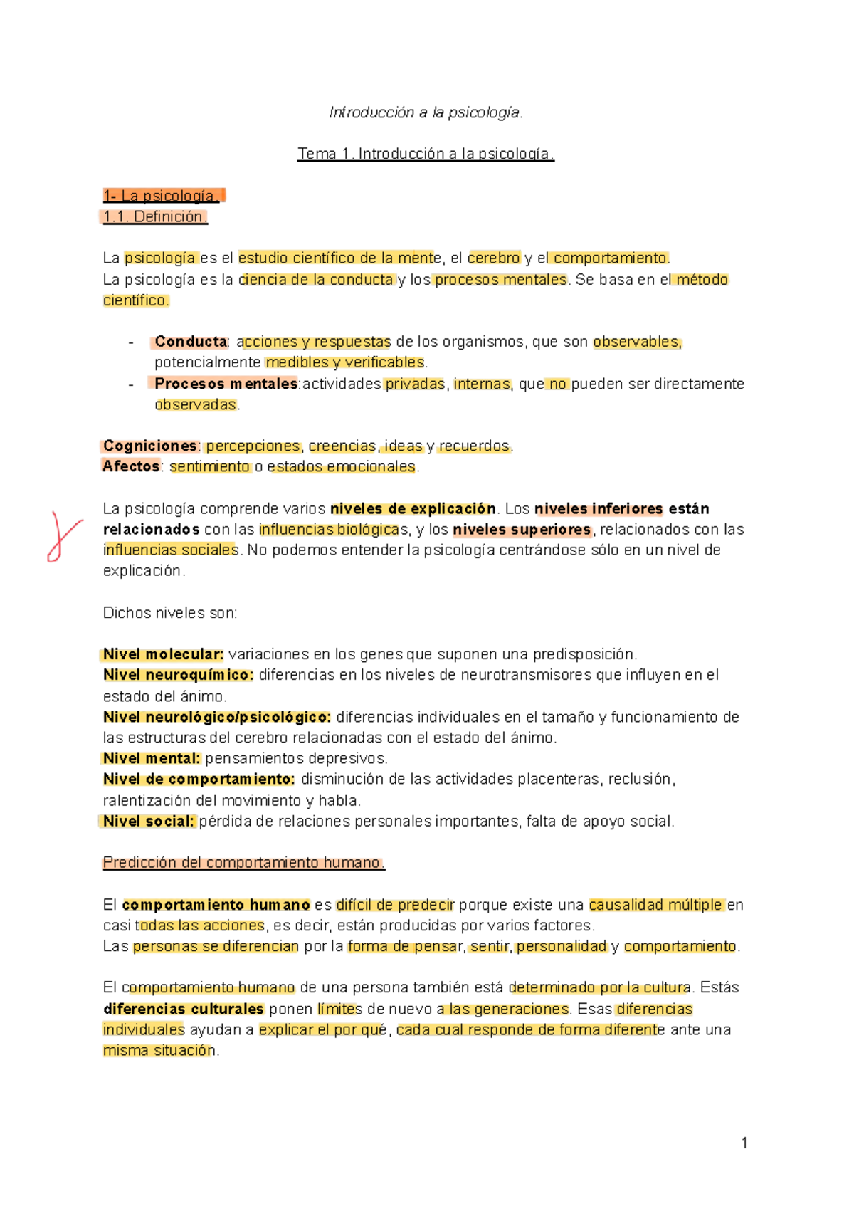 Introducción a la Psicología - Apuntes Tema 1 (Intr. Psicol.) - Studocu