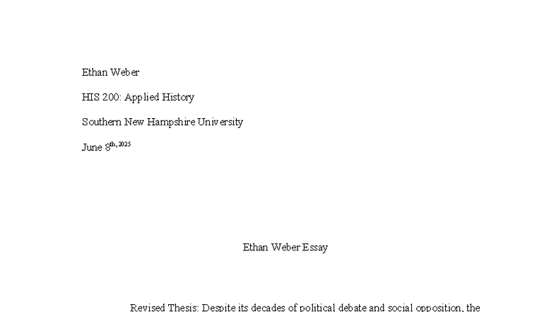 HIS 200: Essay on the Equal Rights Amendment and Gender Equality - Studocu