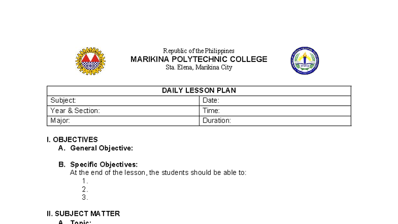 Daily-Lesson-Plan-1 - Copy - Republic of the Philippines MARIKINA ...