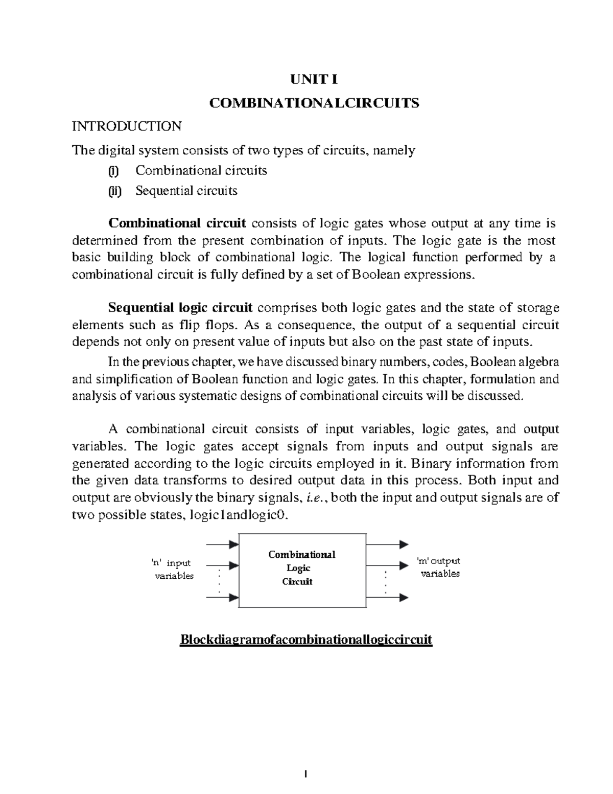 DPCO 101: Unit I Combinational Circuits Overview and Design - Studocu