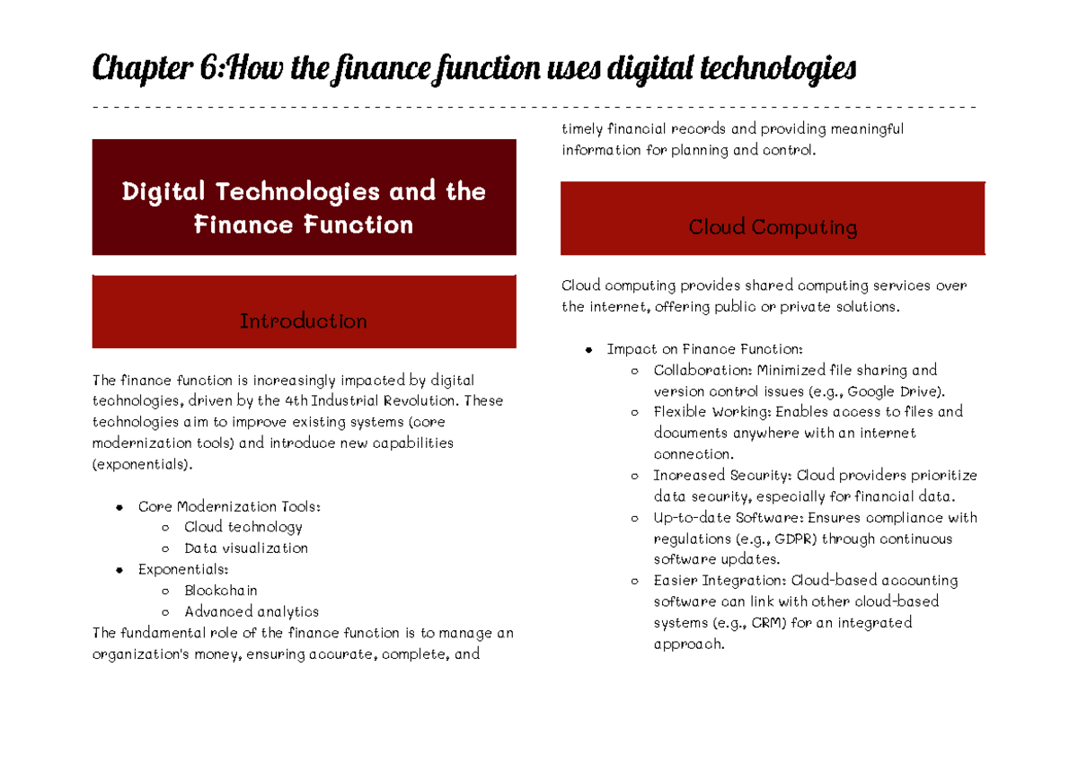 Chapter 6: Digital Technologies in Finance Function - Lecture Notes ...