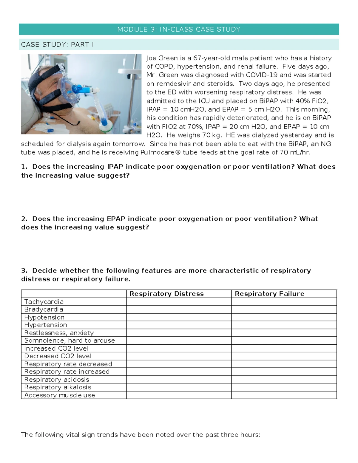 Module 3 Respiratory Failure Part 2: Ventilation Problems Study Guide ...