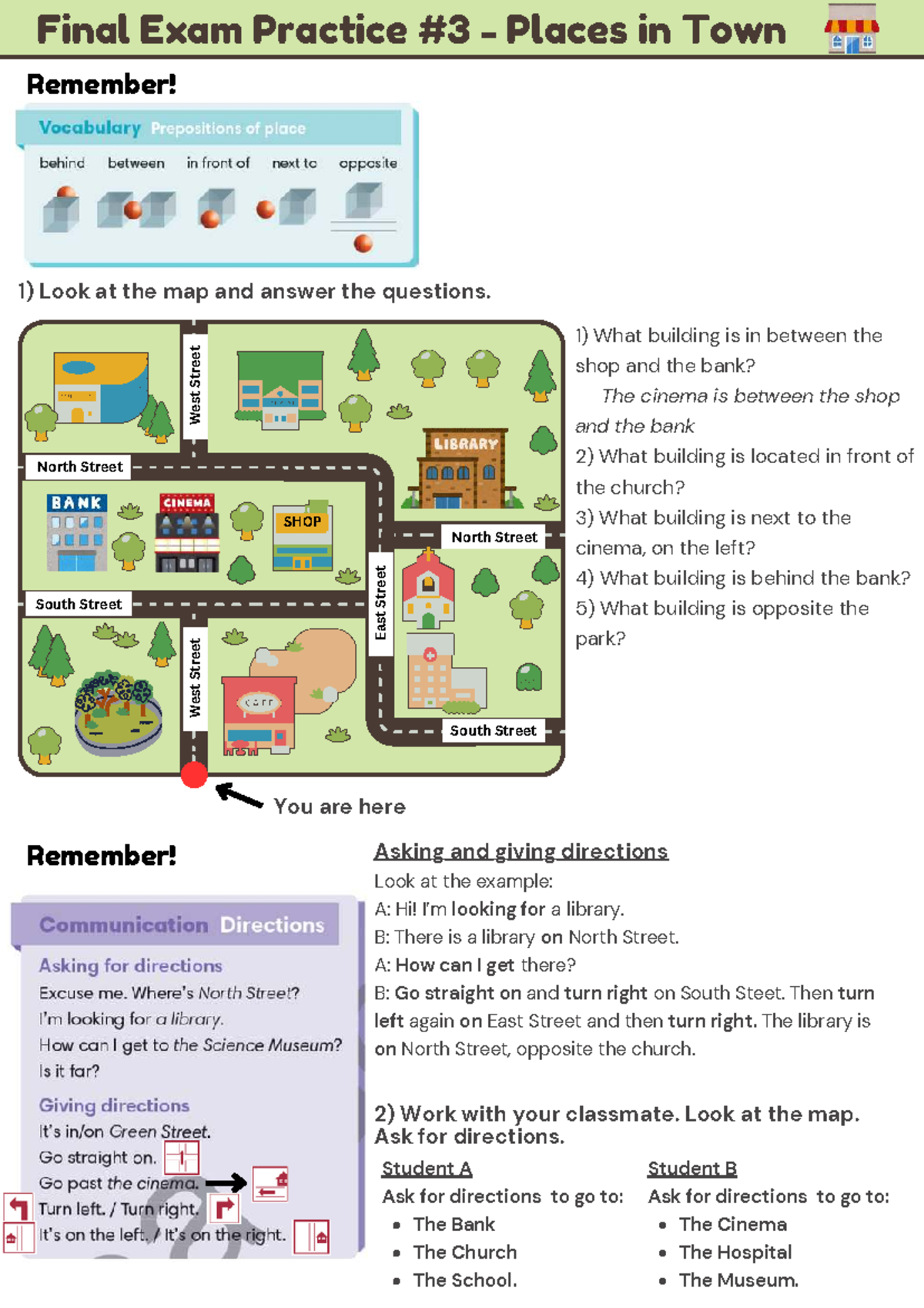 3° - Final Exam Practice #3 - Places in Town Directions - Studocu