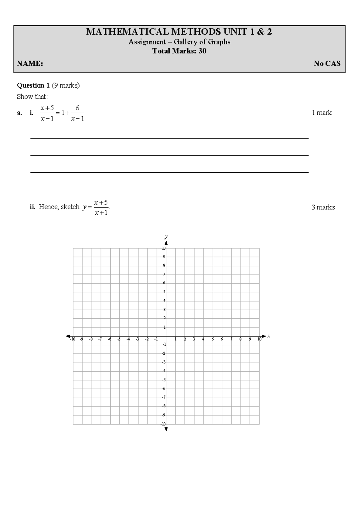 MATHEMATICAL METHODS UNIT 1 2 Assignment: Gallery of Graphs - Studocu