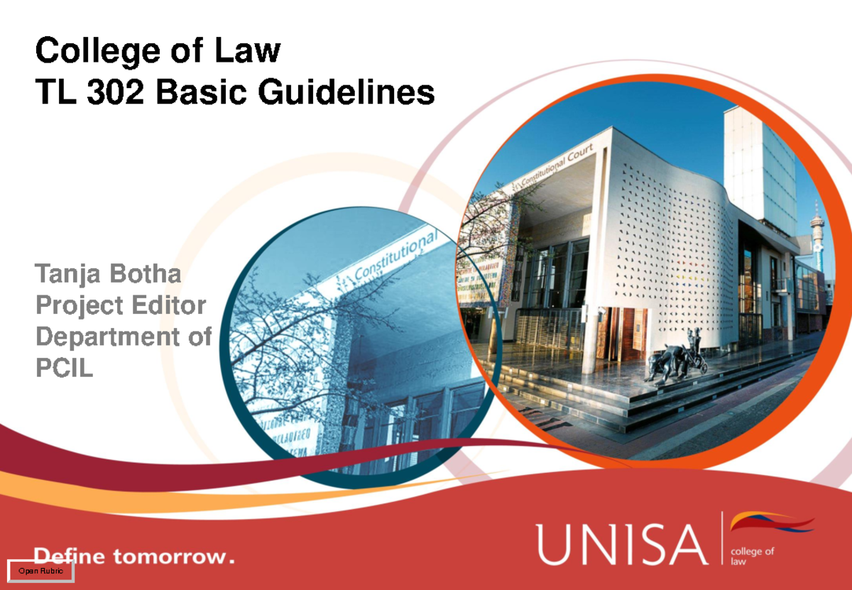 referencing escola - College of Law TL 302 Basic Guidelines Tanja Botha ...