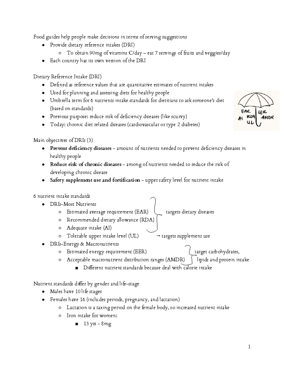 BIOL Ch 2 - Dietary Reference Intakes and Nutrient Guidelines - Studocu