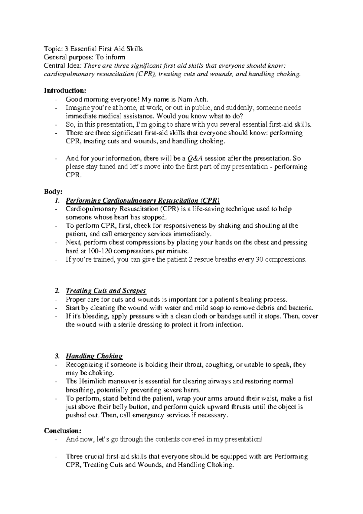 Essential First-Aid Skills copy - Topic: 3 Essential First Aid Skills ...
