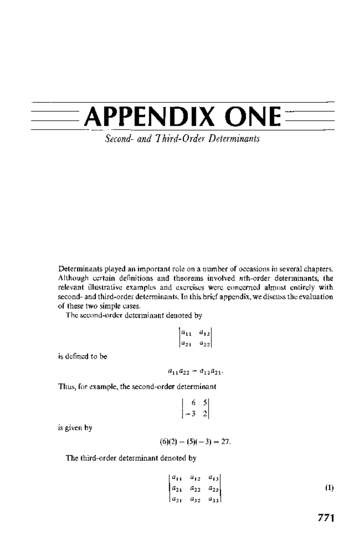 Determinants and Their Evaluation: Appendix for Differential Equations ...
