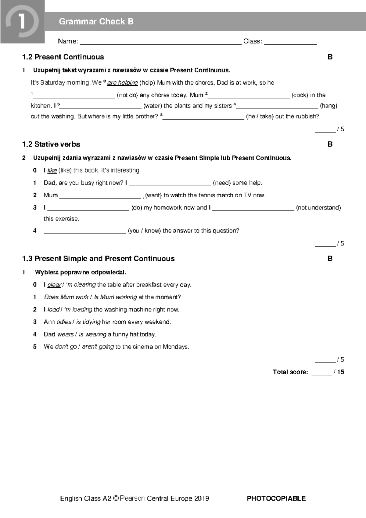 EC A2 Grammar Check Test - Present Continuous & Simple Exercises - Studocu