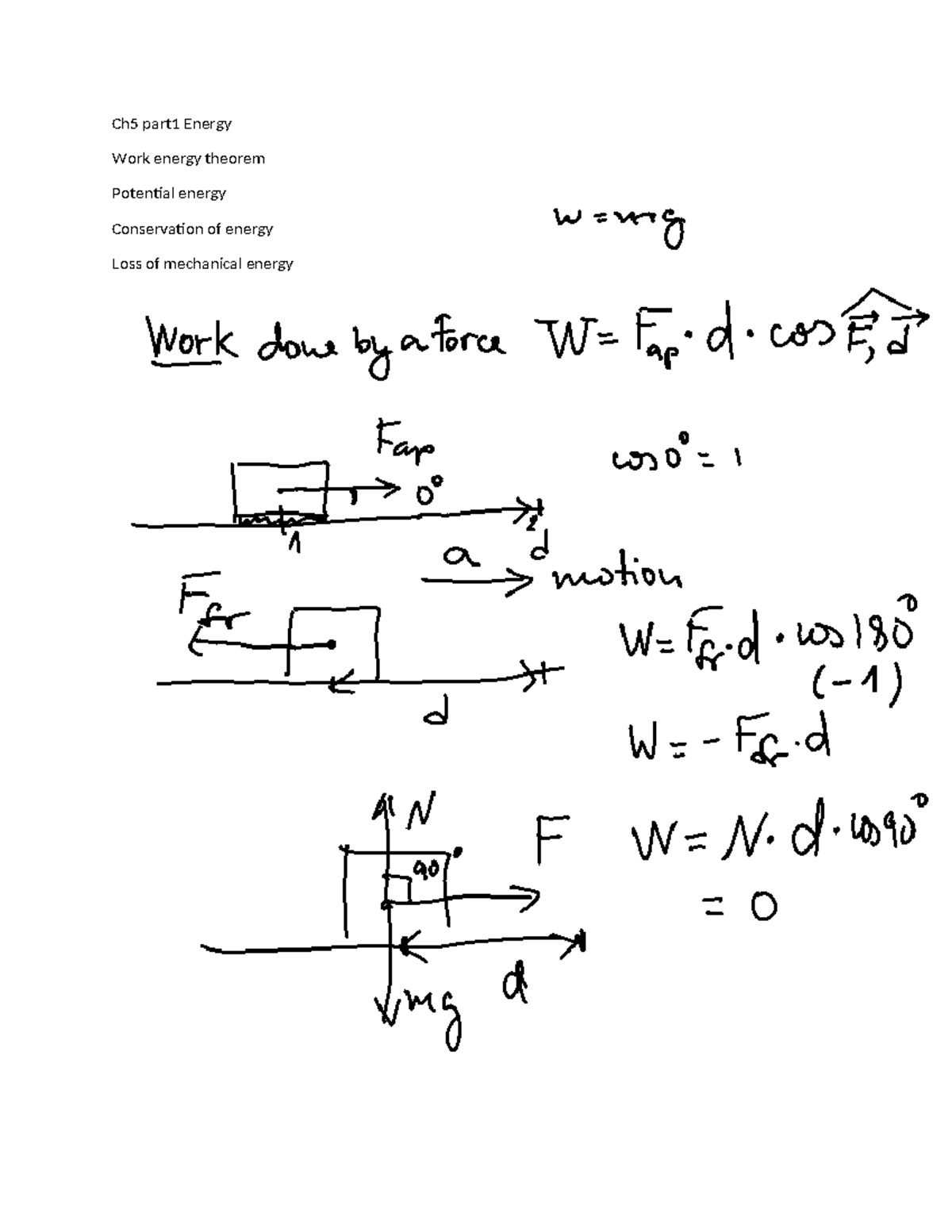 Ch5 part1after class - Work and energy notes - Ch5 part1 Energy Work ...