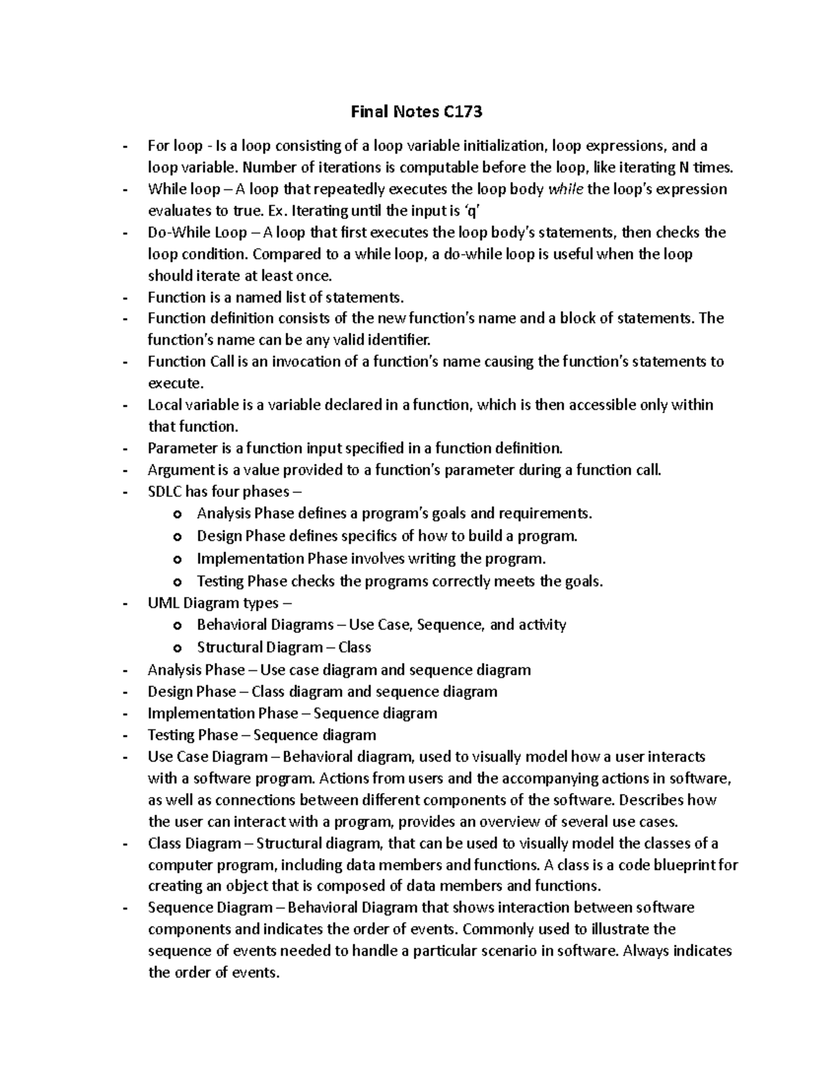 Summary of the hard parts of C173 Scripting and Programming Foundations ...