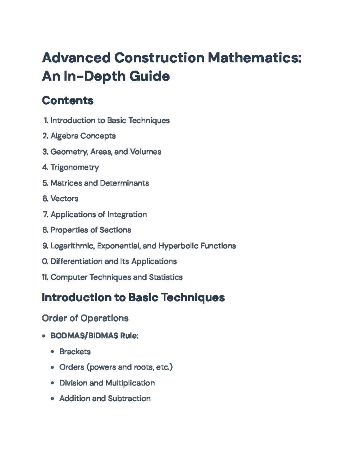 Advanced Construction Math: Comprehensive Study Guide (ACM 101) - Studocu