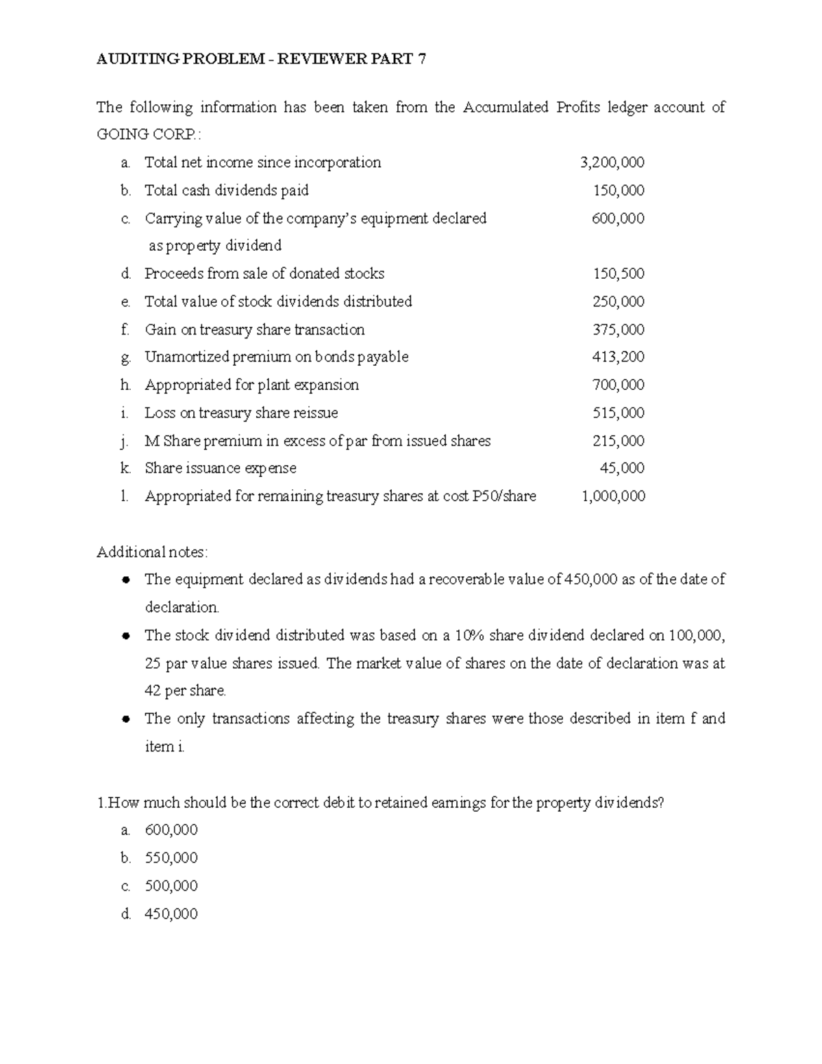 GOING CORP. Auditing Problem - Reviewer Part 7 Analysis & Key Insights ...