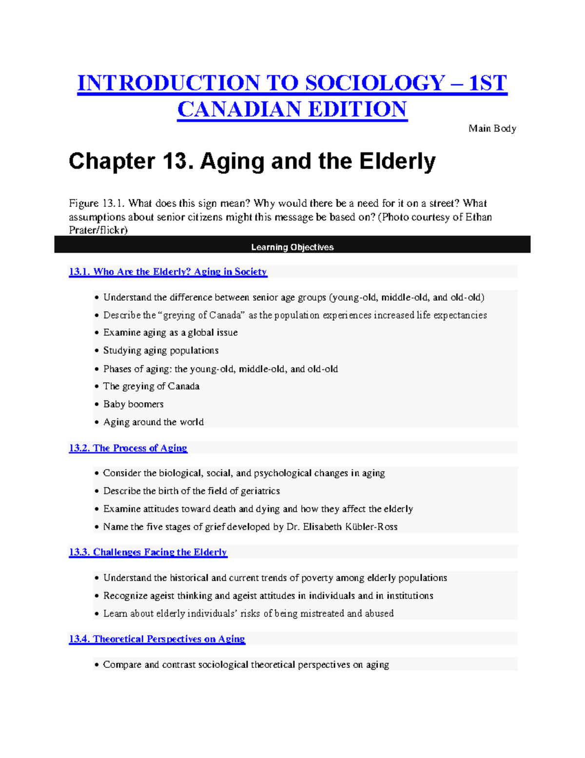 Chapter 13: Aging and the Elderly in Introduction to Sociology (1st ...
