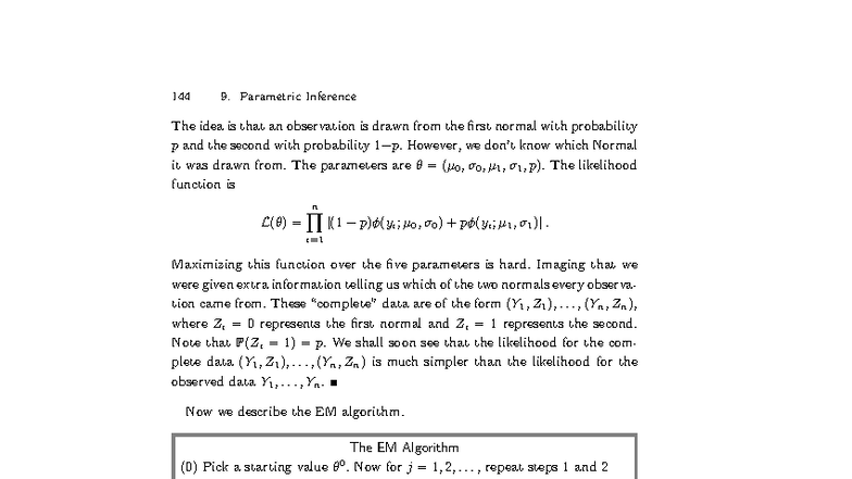 M11 - Parametric Inference and the EM Algorithm Notes - Studocu