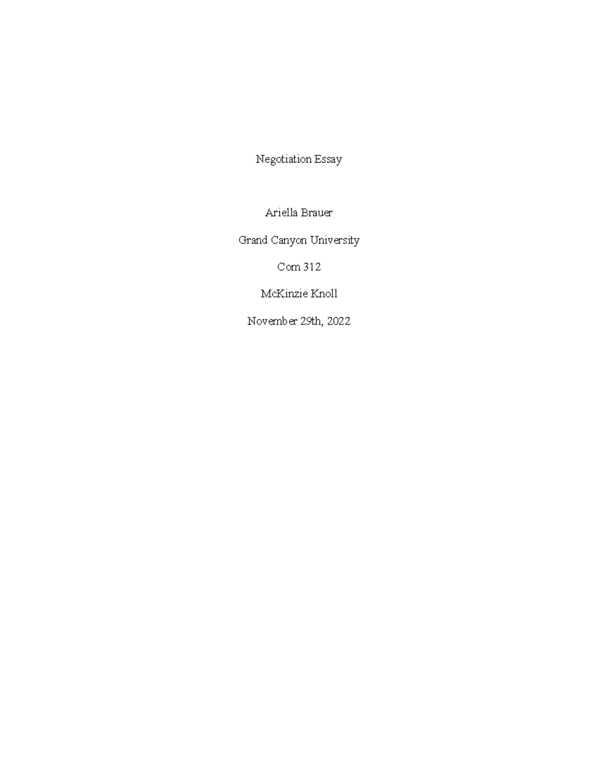 COM 312 Negotiation Essay: Role Play Reflection and Insights - Studocu