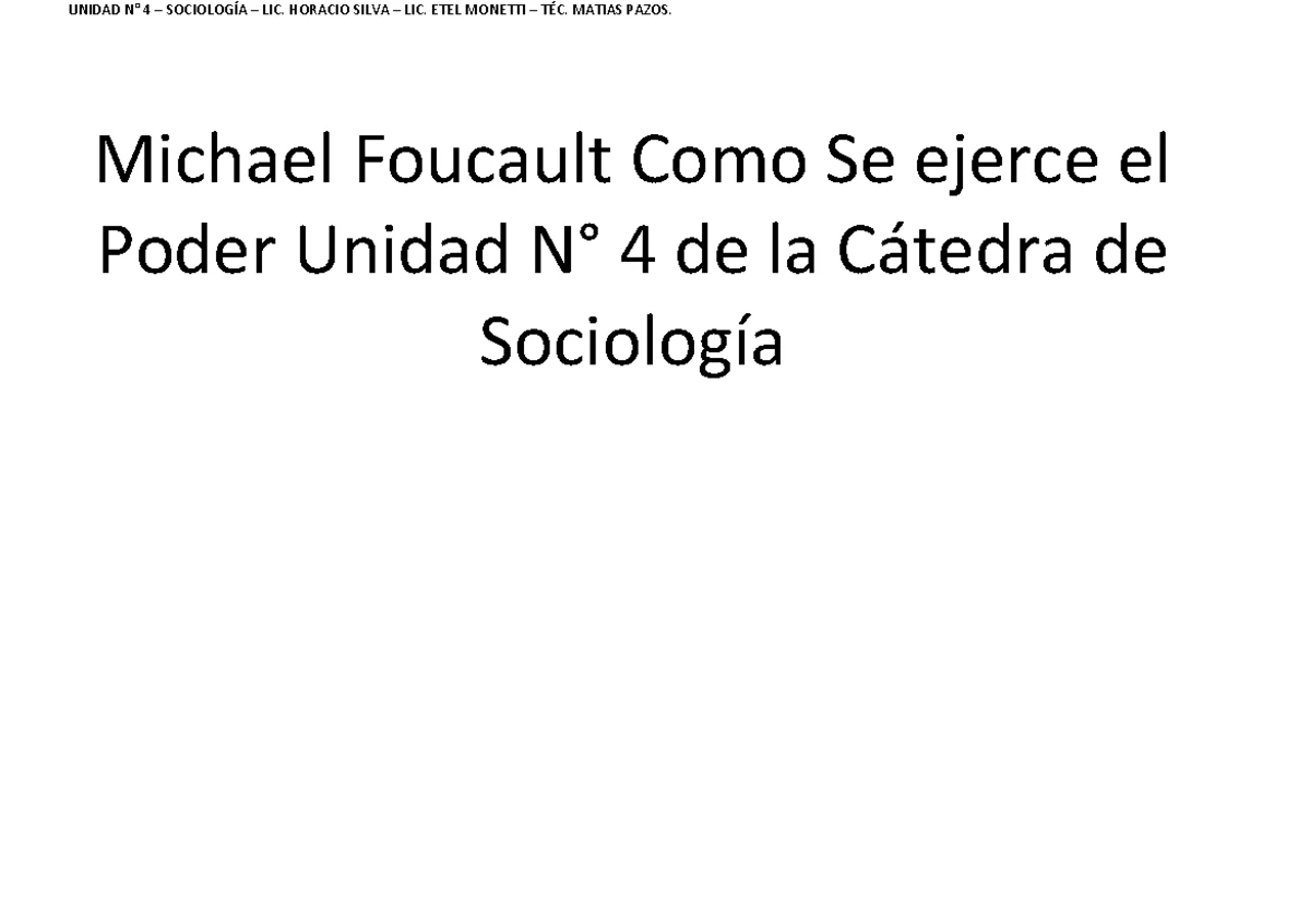Unidad 4 - Sociologia - Unidad N° 4 de la Cátedra de Sociología - Studocu