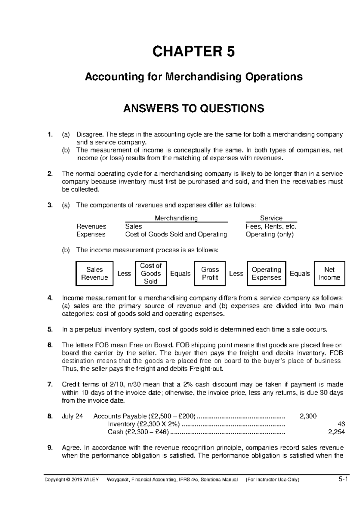 Chapter 5: Solutions for Accounting of Merchandising Ops - Studocu