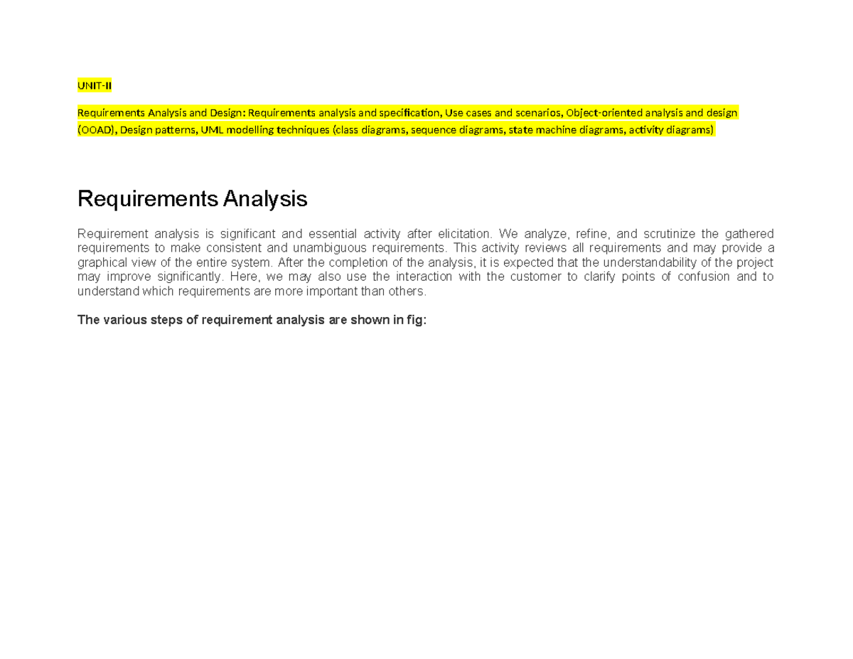 UNIT-II: Comprehensive Notes on Requirements Analysis & OOAD Techniques ...