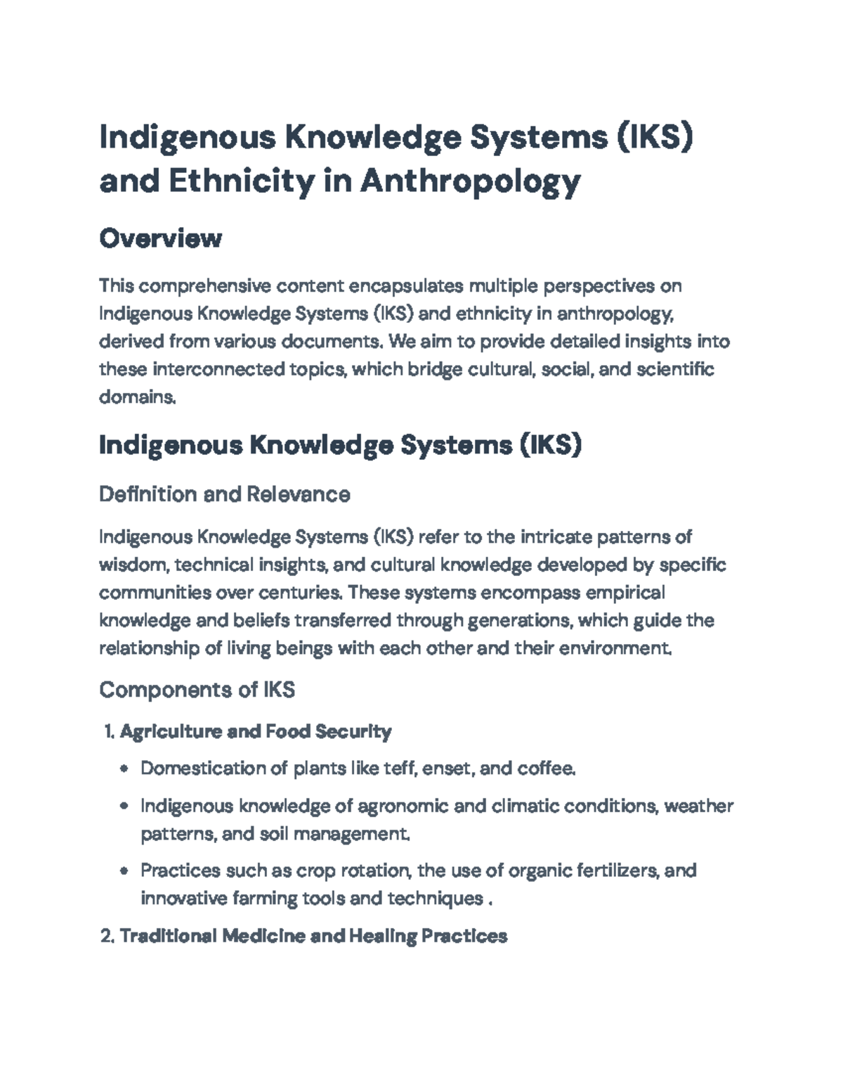 IKS and Ethnicity in Anthropology: A Comprehensive Overview - Studocu