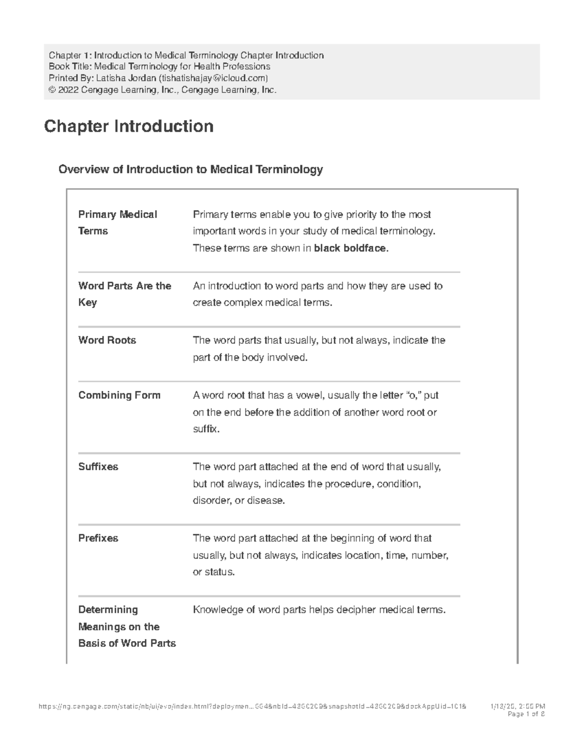 Chapter 1: Intro to Medical Terminology Overview and Key Terms - Studocu