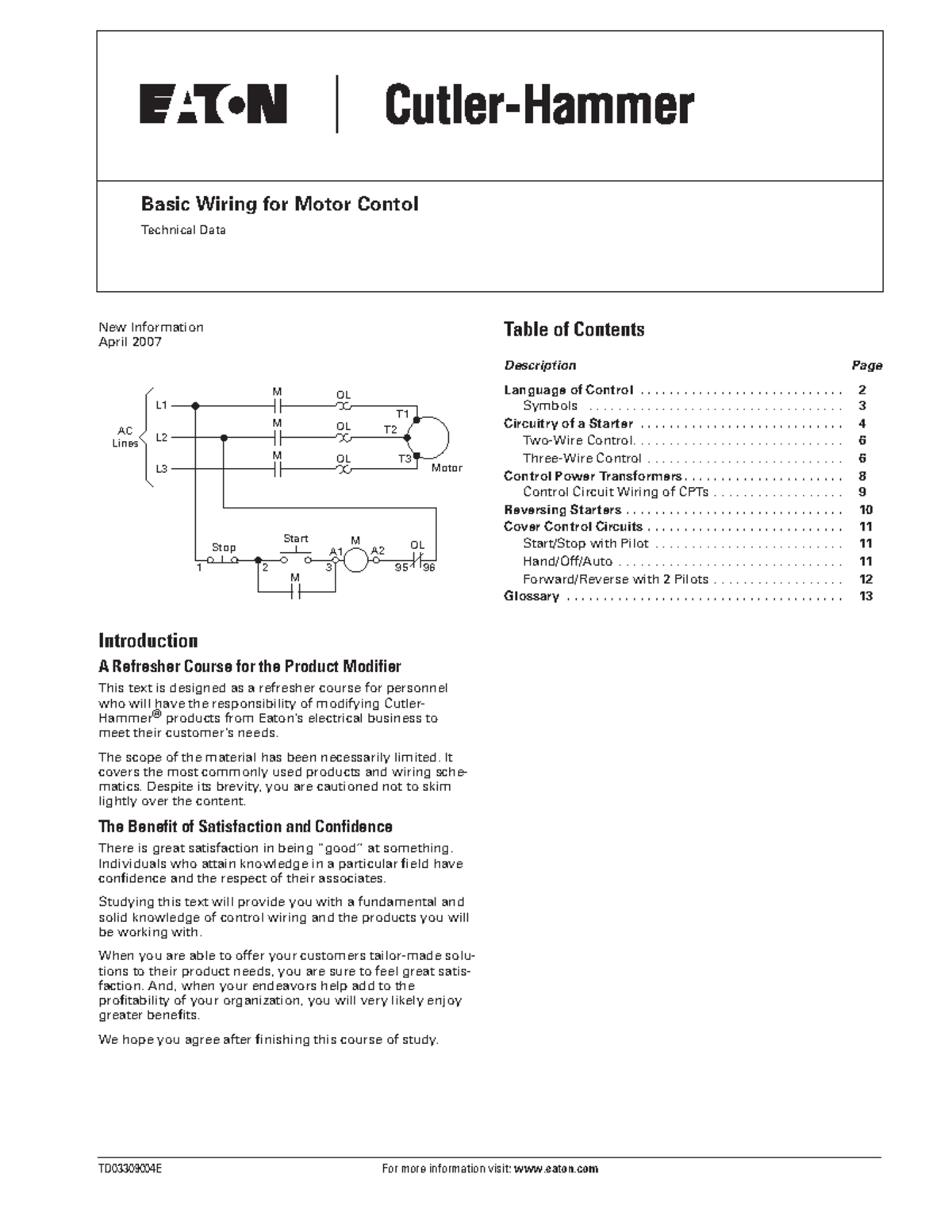 EATON TD03309004E: Basic Motor Control Wiring Overview - Studocu