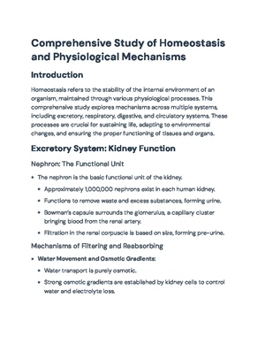 Homeostasis Mechanisms - Study Notes & Assignments - Studocu