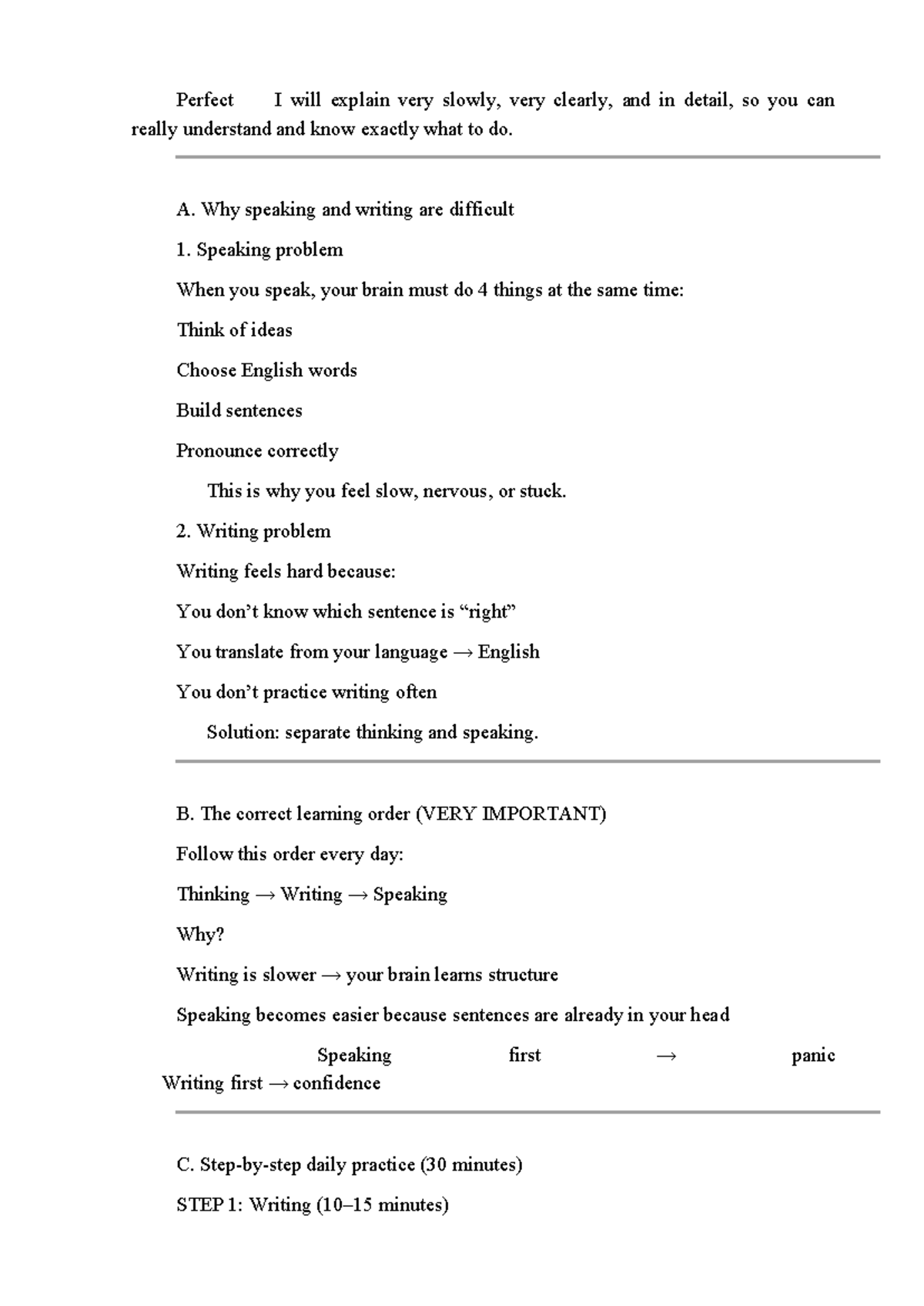 Improving English Skills: Speaking & Writing Strategies - Studocu