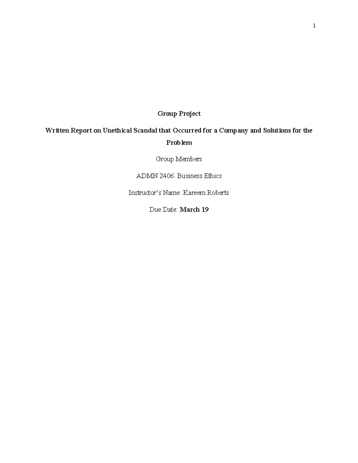 Case Study Report Assignment - Group Project Written Report on ...