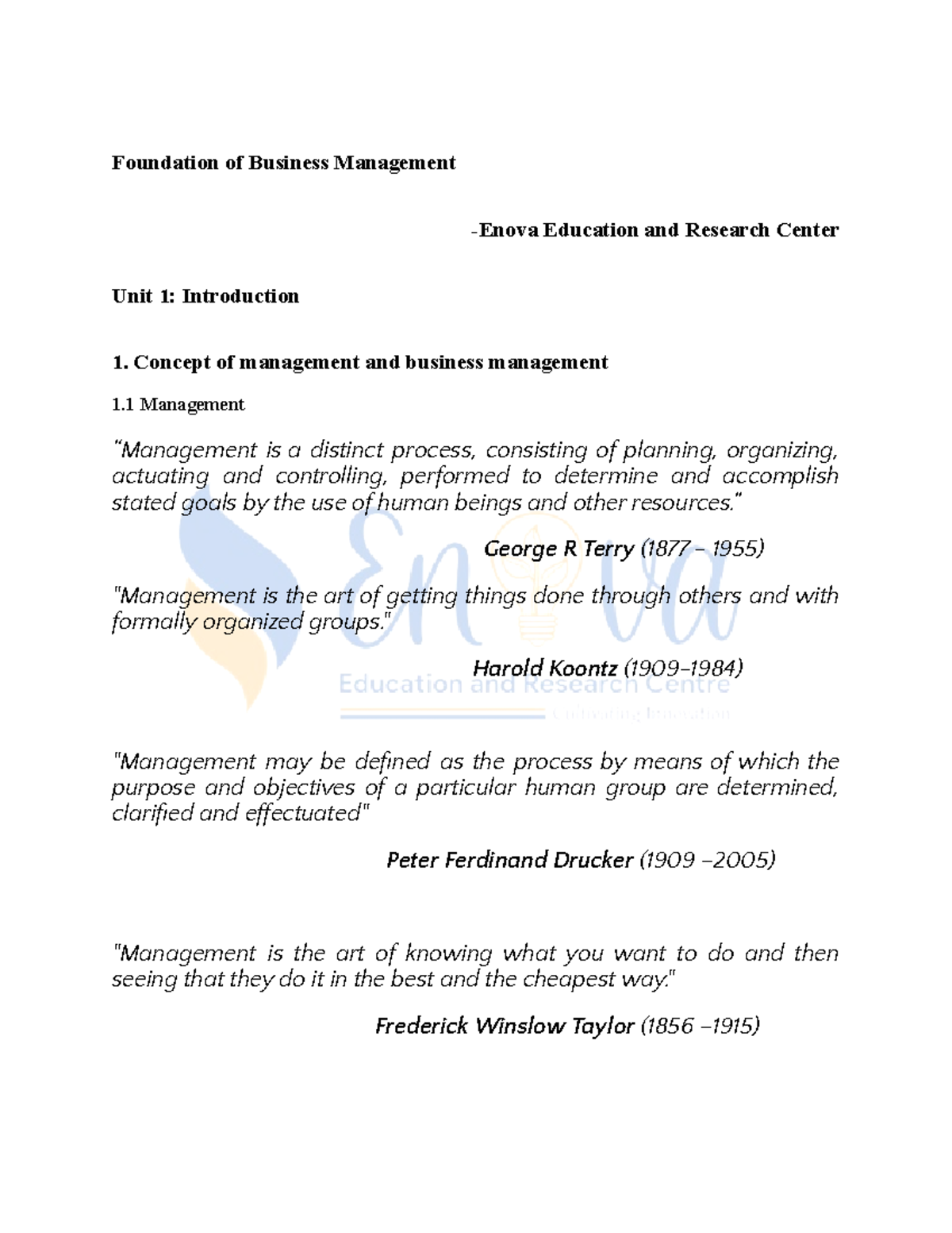 FOBM 1st Sem Full Study Notes: Foundation of Business Management - Studocu