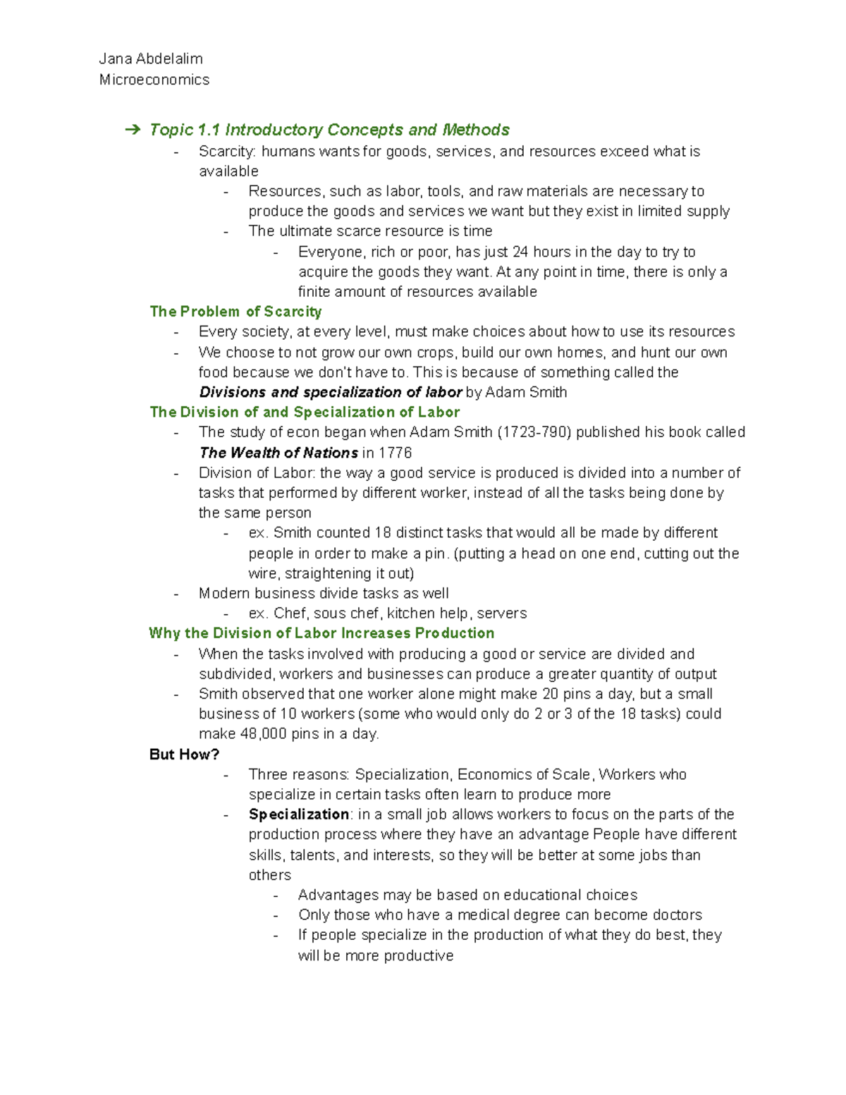 ECON-103 Chapter 1: Intro to Microeconomics and Key Concepts - Studocu