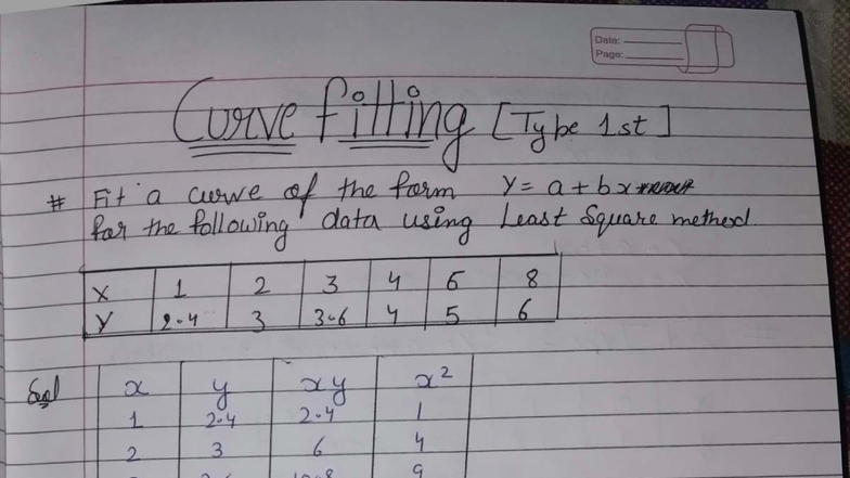Curve fitting - Study material of engineering mathematics - Date: Page ...