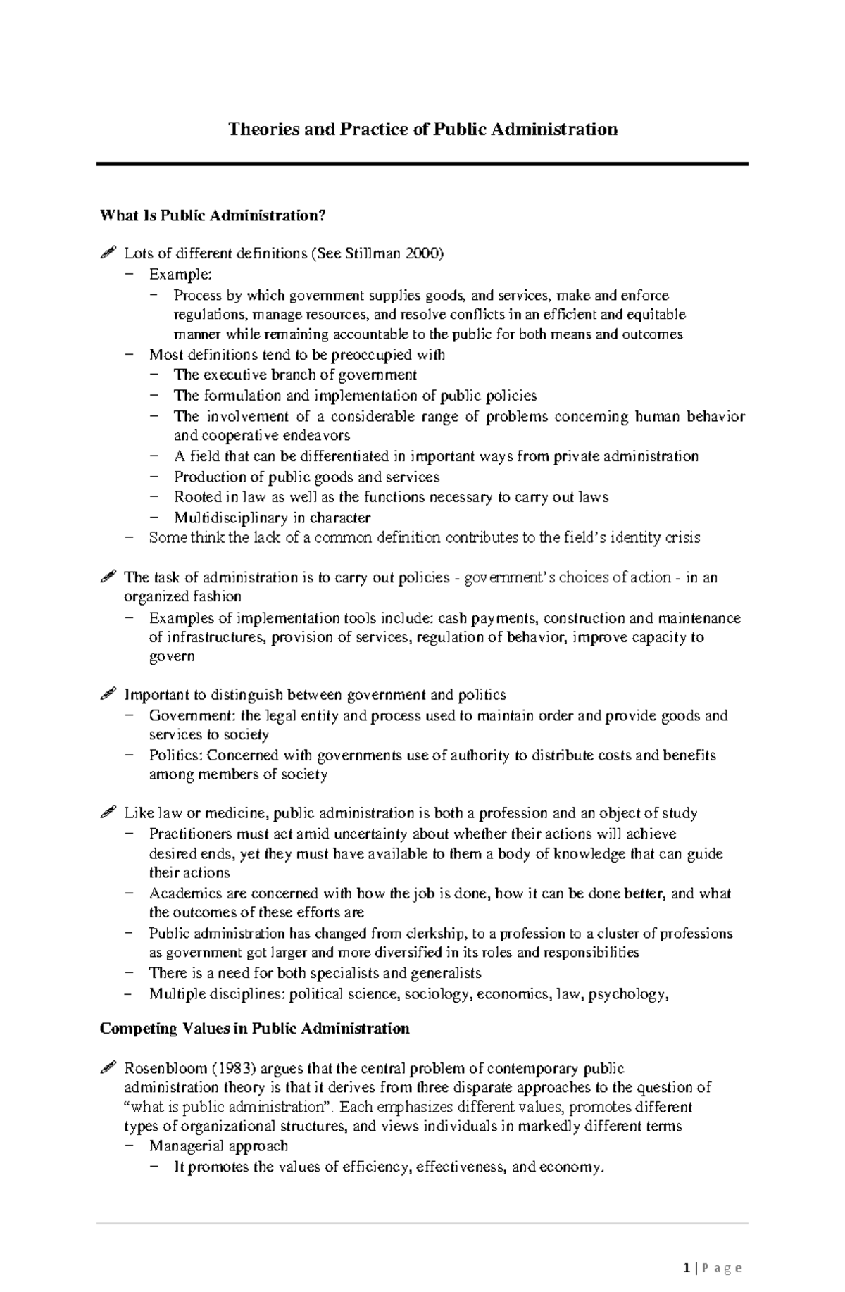 **PUBL ADM 101: Theories & Practices in Public Administration** - Studocu