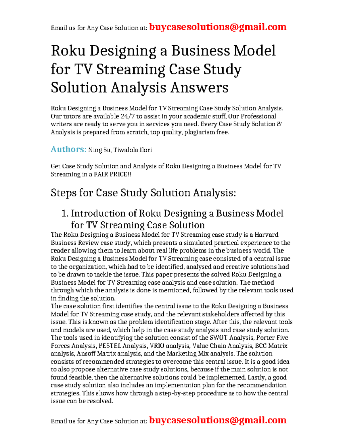 Case Study Solution for Roku: Designing a Business Model for TV ...