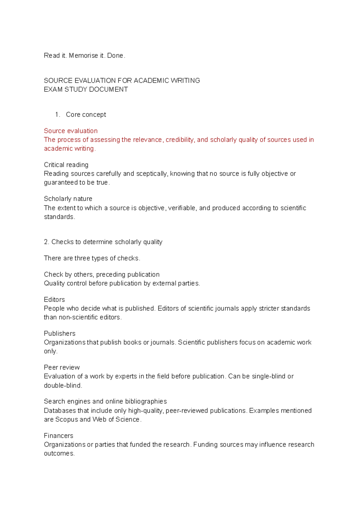 SOURCE EVALUATION FOR ACADEMIC EXAM STUDY: Key Concepts and Criteria ...