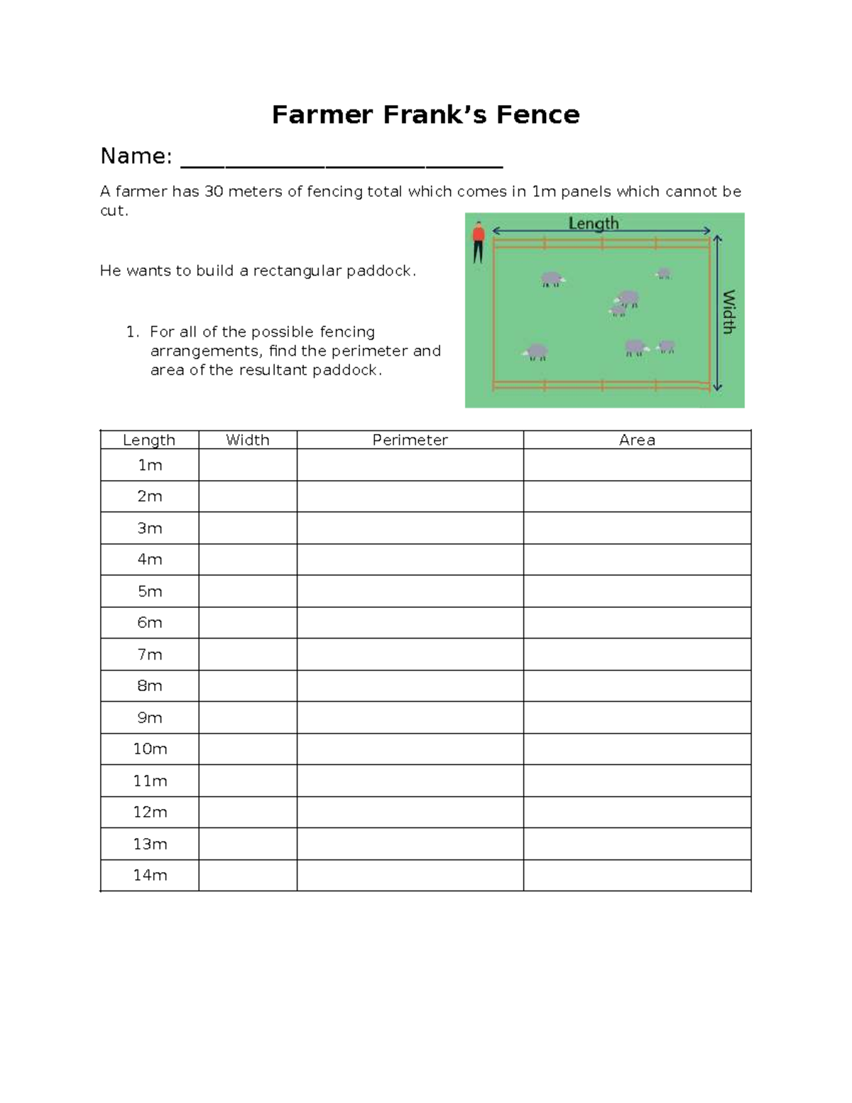 Farmer Fence Paddock Analysis: Area & Perimeter Calculations - Studocu