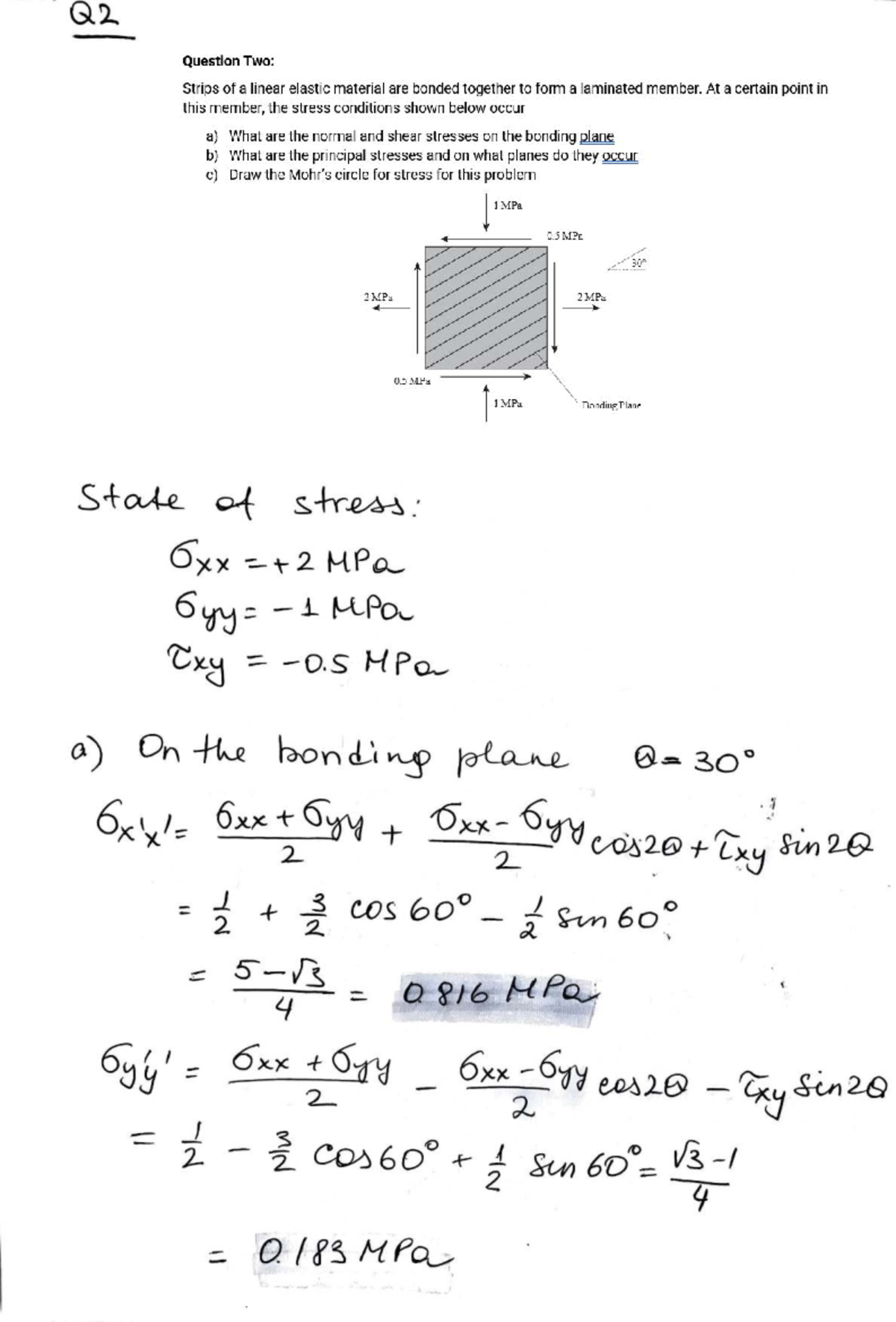 Week2 q2 - Mechanics of solids questions for week 2 - s+~ o-f s.+r ...