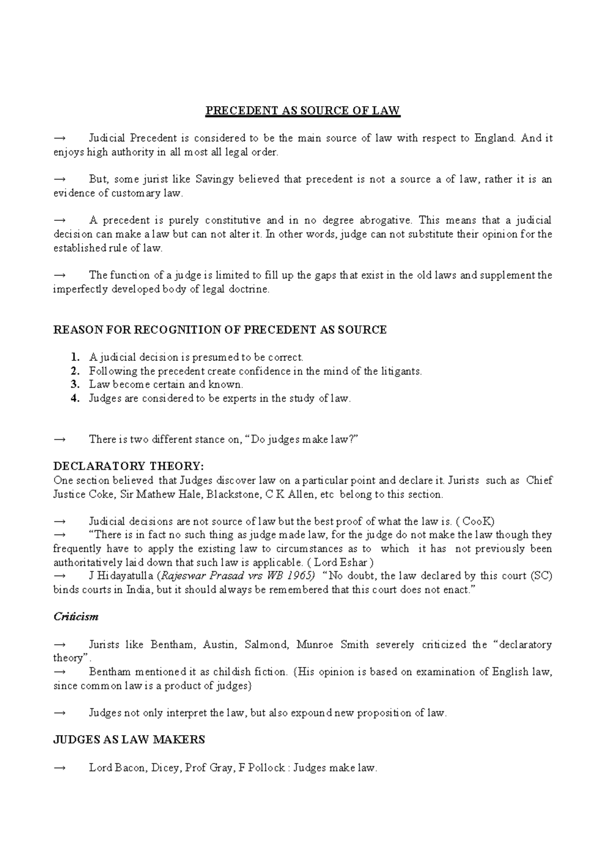 Precedent as a Primary Source of Law (Legal Studies 101) - Studocu