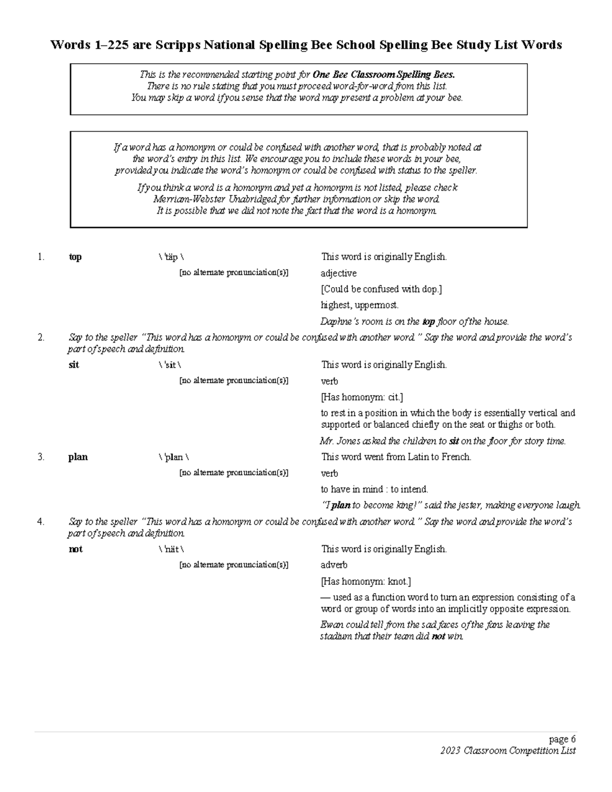 Scripps National Spelling Bee Study List for Classroom Bees - Studocu