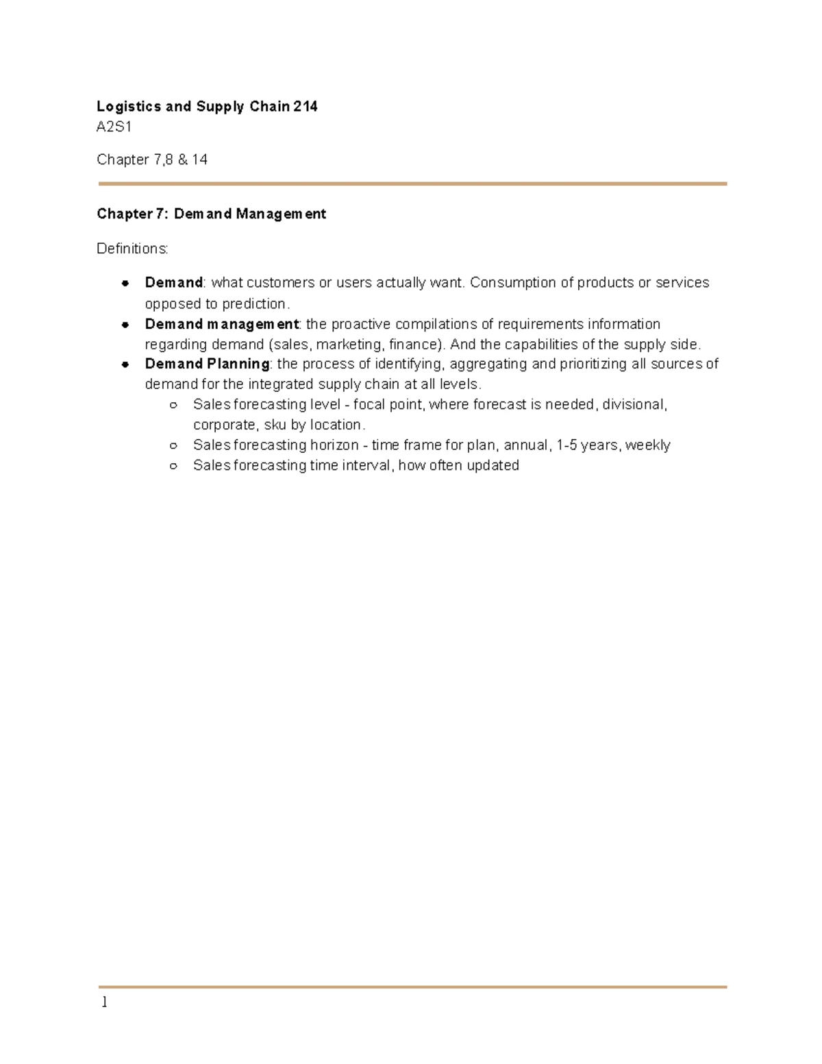Logs Notes: Summaries of Chapter 1 & 2 on Supply Chain Management - Studocu