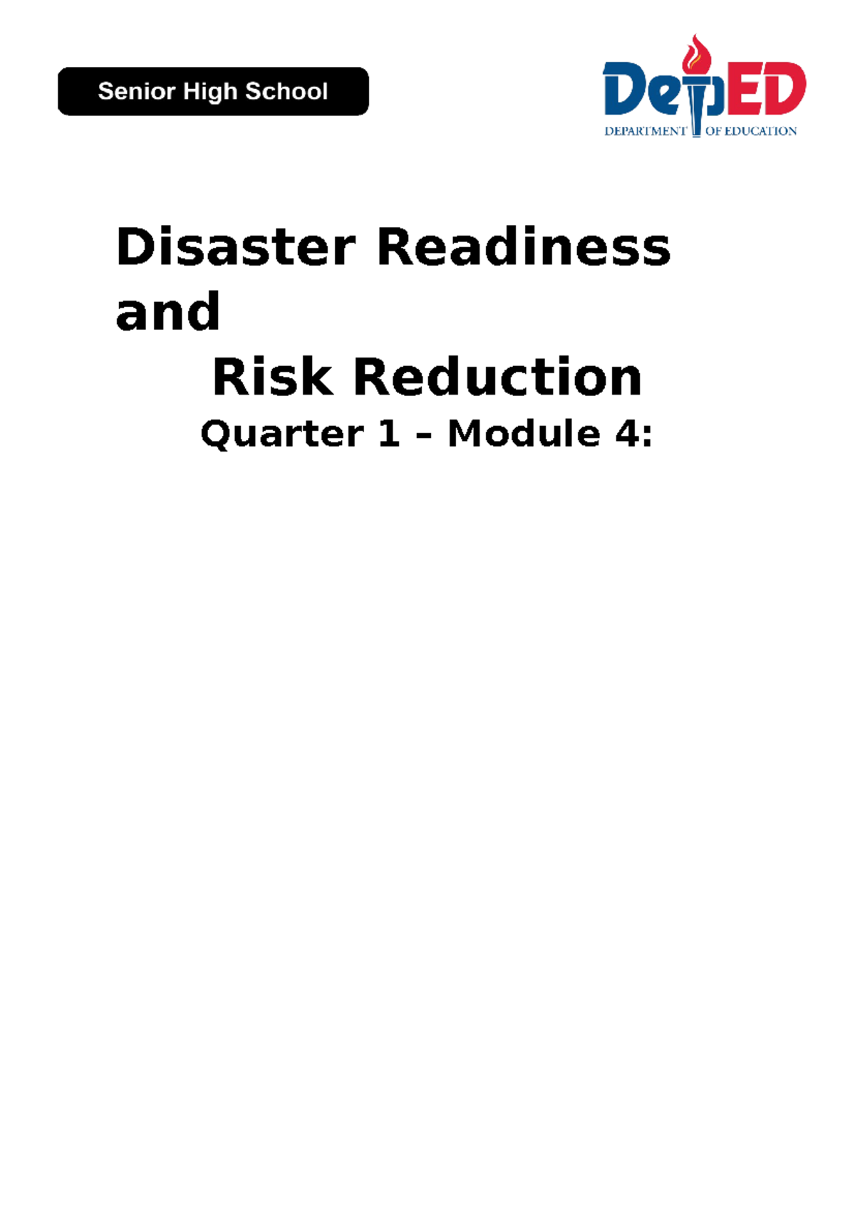 DRRR Q4 Module 4 - Disaster Readiness and Risk Reduction Quarter 1 ...