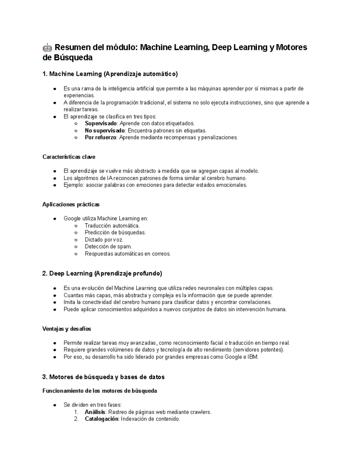 Resumen M1 L3: Machine Learning, Deep Learning y Motores de Búsqueda ...