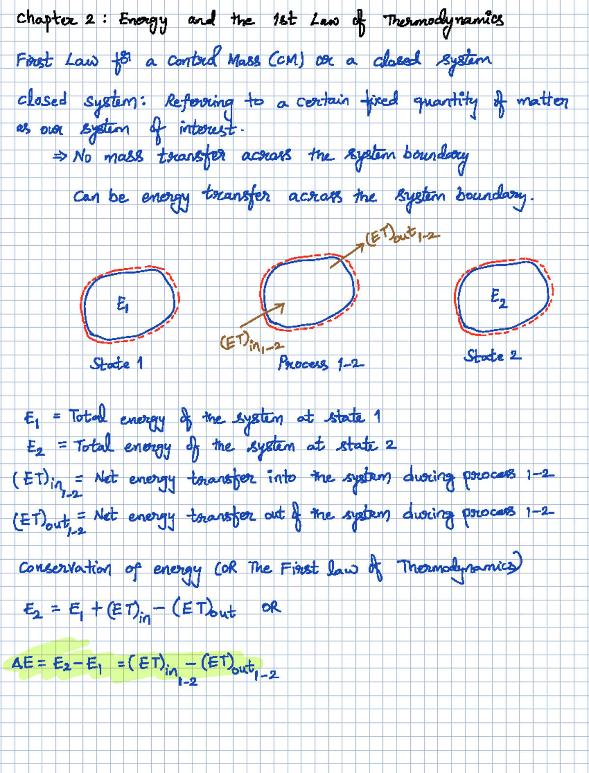 Lec 3 - Jan 12: Energy & 1st Law of Thermodynamics in CM Systems - Studocu