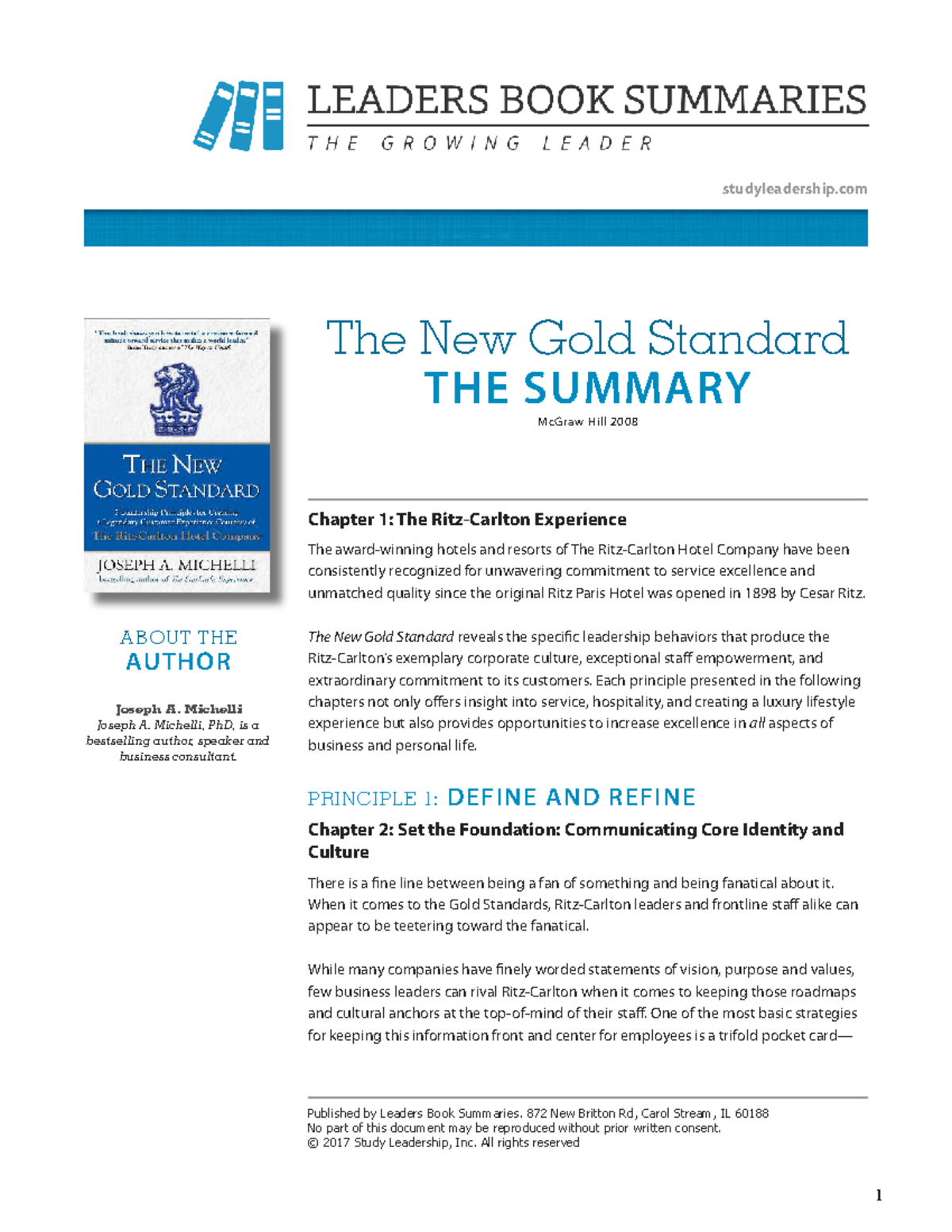 The New Gold Standard: Leadership Insights from McGraw Hill 2008 - Studocu