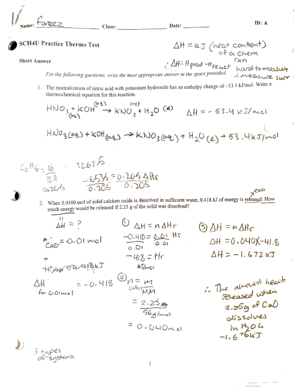 Ch. 06 AP Chem Practice Test: Understanding Thermochemistry Concepts ...