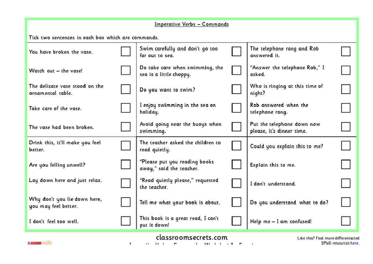 Command Verbs Worksheet 2: Identifying Commands - Studocu