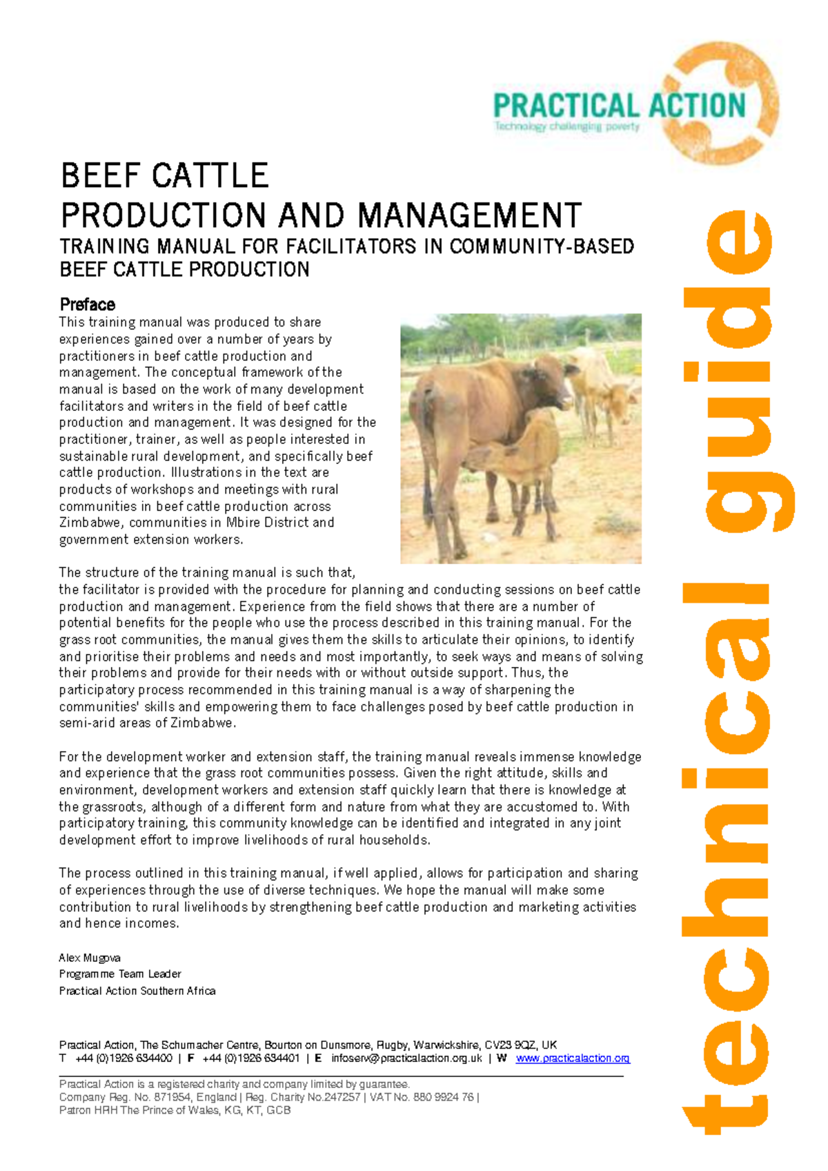 Beef Cattle Production and Management Training Manual for Facilitators ...
